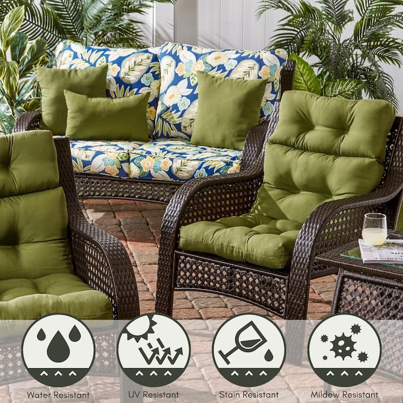 Outdoor 44x22-inch Summerside Green High Back Chair Cushion (Cushion Only)