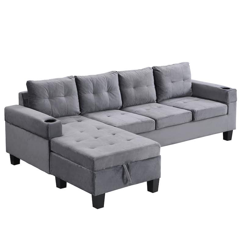 97.8" Modern 4-Seat Sofa Set with Storage Chaise