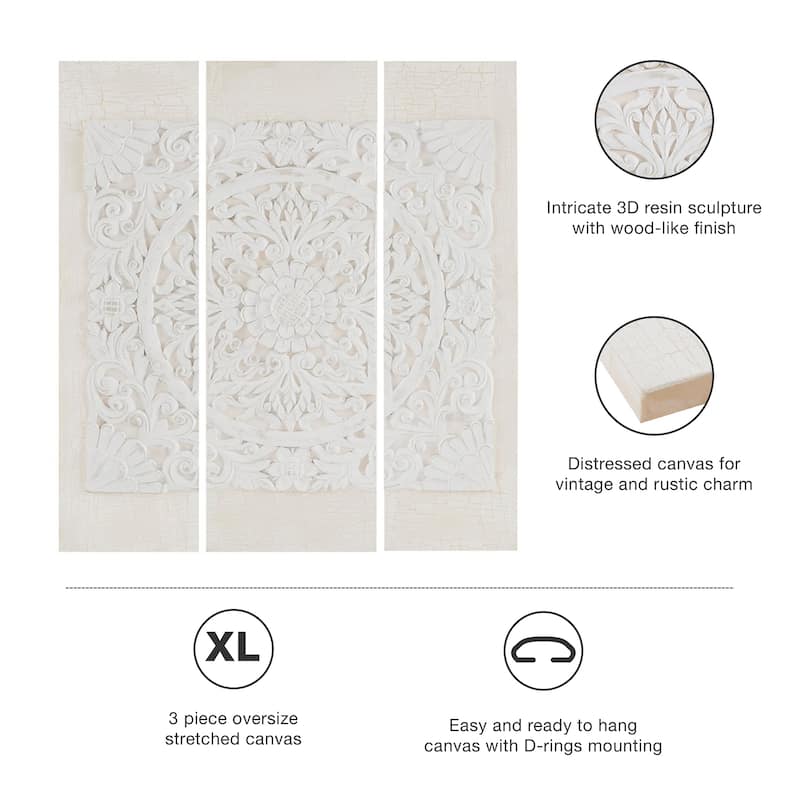 Madison Park Mandala Triptych 3-piece Dimensional Resin Canvas Wall Art Set