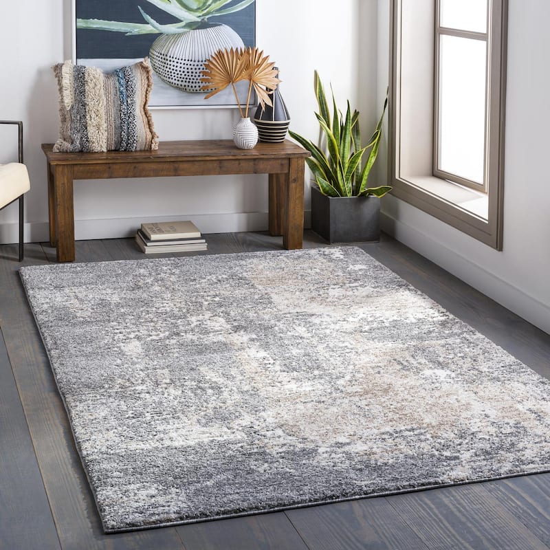 Livabliss Casual Andorra Abstract Area Rug - 5'3" x 7' - Medium Grey