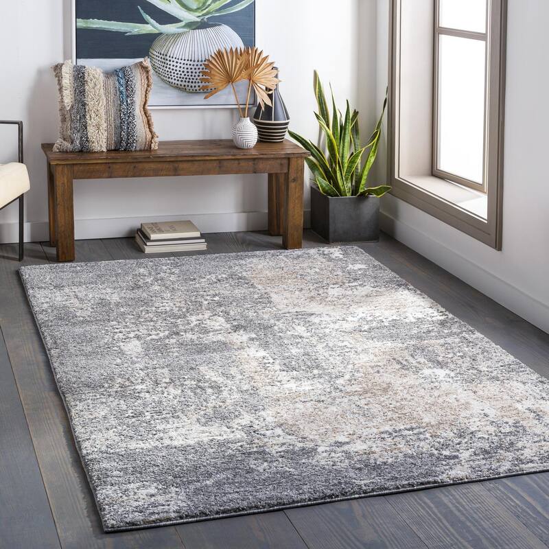 Livabliss Gamaliel Modern Distressed Area Rug - Medium Grey - 6'7" x 9'