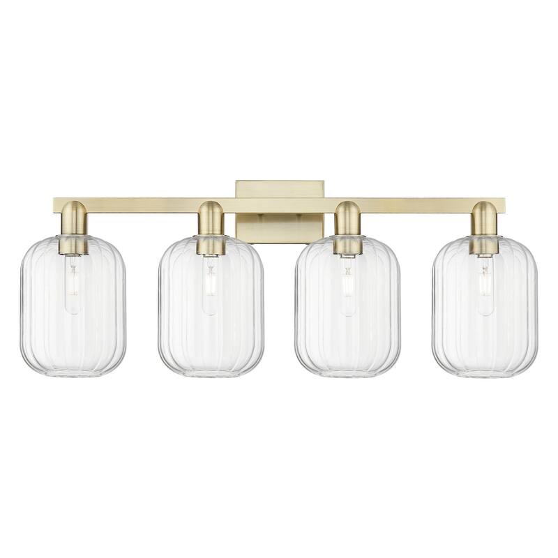 Innovations Lighting 716-4W-14-36 Preston Vanity Cylinder Preston 4 - Antique Brass / Clear