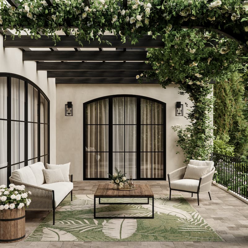 Nourison Garden Oasis Indoor/Outdoor Nature Area Rug - 6'x9' - Green/Ivory