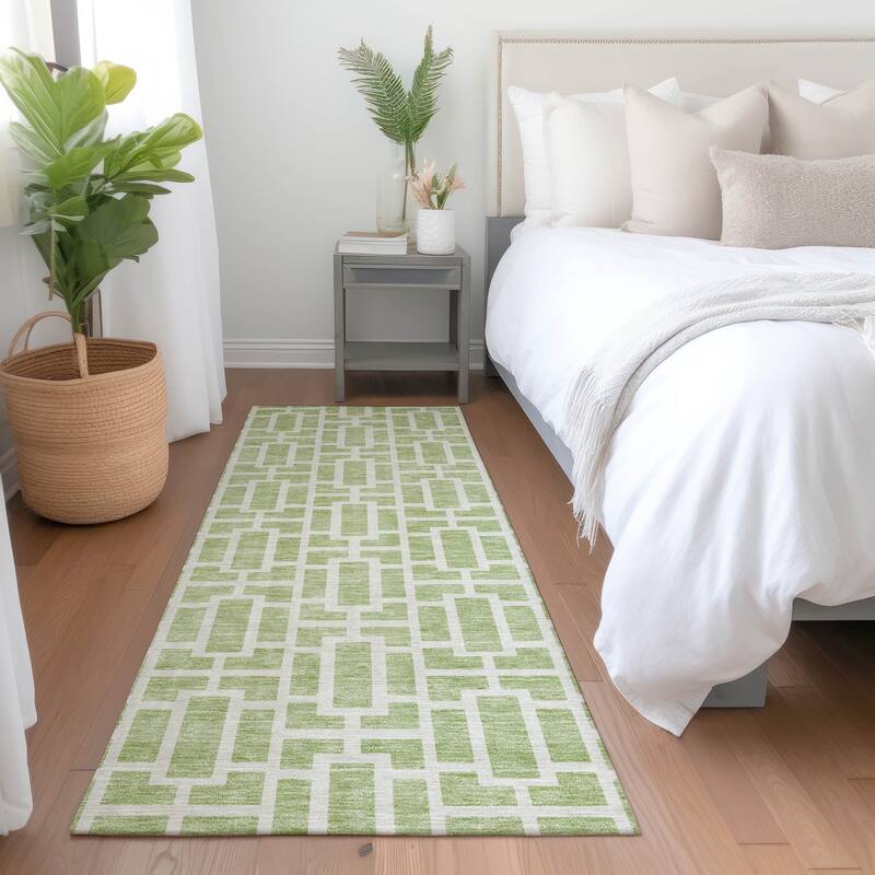Premium Washable Super Soft Modern Geo Mayfield Rug - Aloe - 2'3" x 7'6"