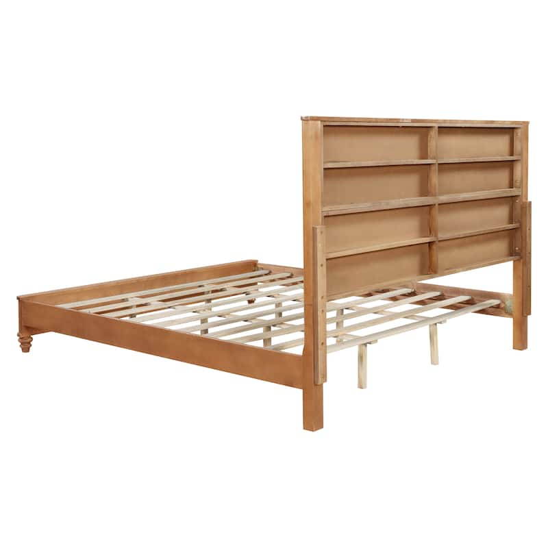 GDFStudio - Harrison Sturdy Solid Wood Bed Frame with Tall Headboard for Elegant Bedrooms