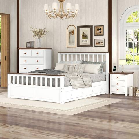 Queen Size Bed with Nightstand(USB Charging Ports) and Storage Chest