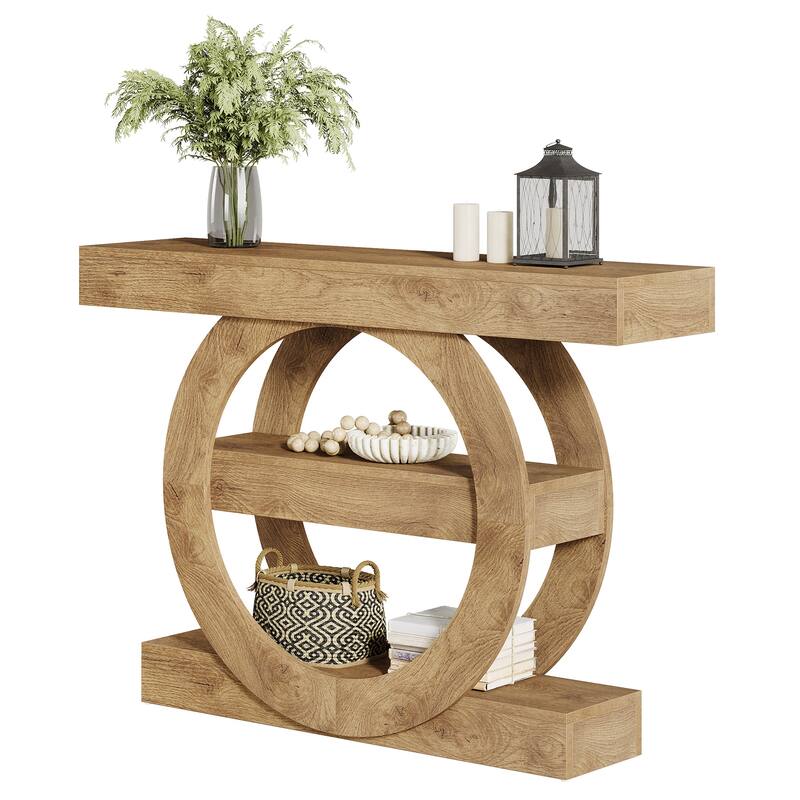 41.3" Farmhouse Console Table, 3-Tier Sofa Table