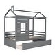 preview thumbnail 4 of 25, Twin Size House Bed with Two Drawers & Guardrail