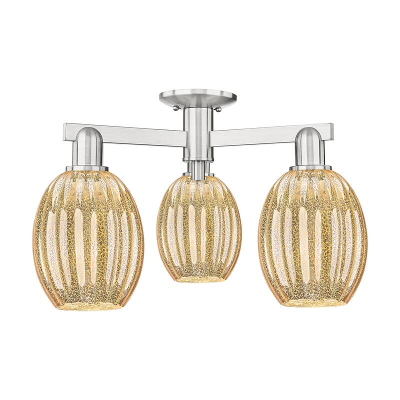 Innovations Lighting 716-3F-13-24 Preston Semi-Flush Preston 3 Light - Brushed Satin Nickel / Mercury
