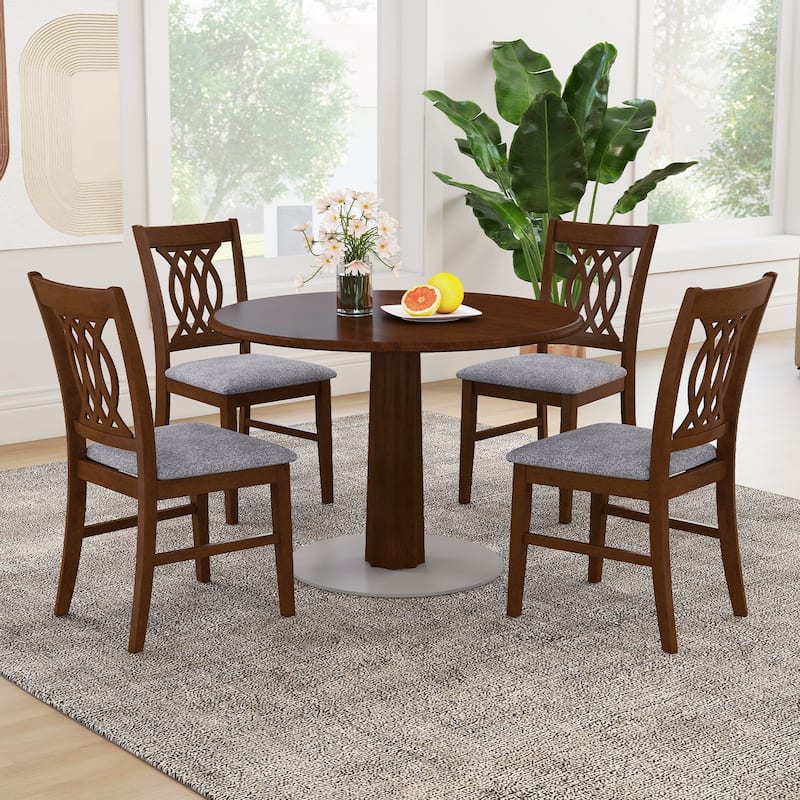 Gymax Dining Chairs Set of 4 w/Padded Seat Hollowed Backrest & Rubber