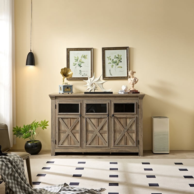 Farmhouse Buffet Sideboard Cabinet - Gray Wash