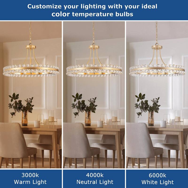 Starsky 4/9-light Modern Crystal Ceiling Light Round Semi Flush Mount