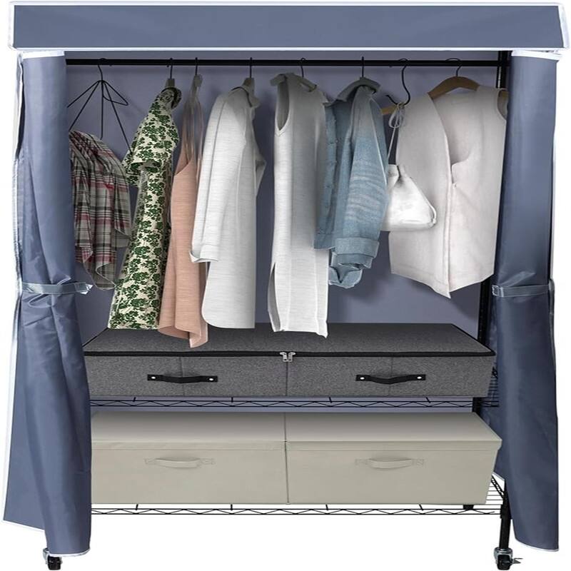 3 Tiers Garment Rack with Storage Shelves - 17.3"D x 35.4"W x 70.9"H