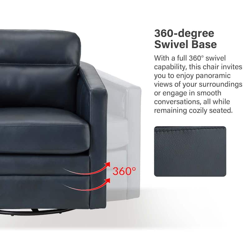 Jorge 28.74" Wide Genuine Leather Swivel Chair with Arms