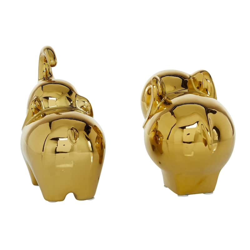 The Novogratz Gold, Silver, Black, White or Multi Colored Porcelain Ceramic Elephant Decorative Sculpture (Set of 2)