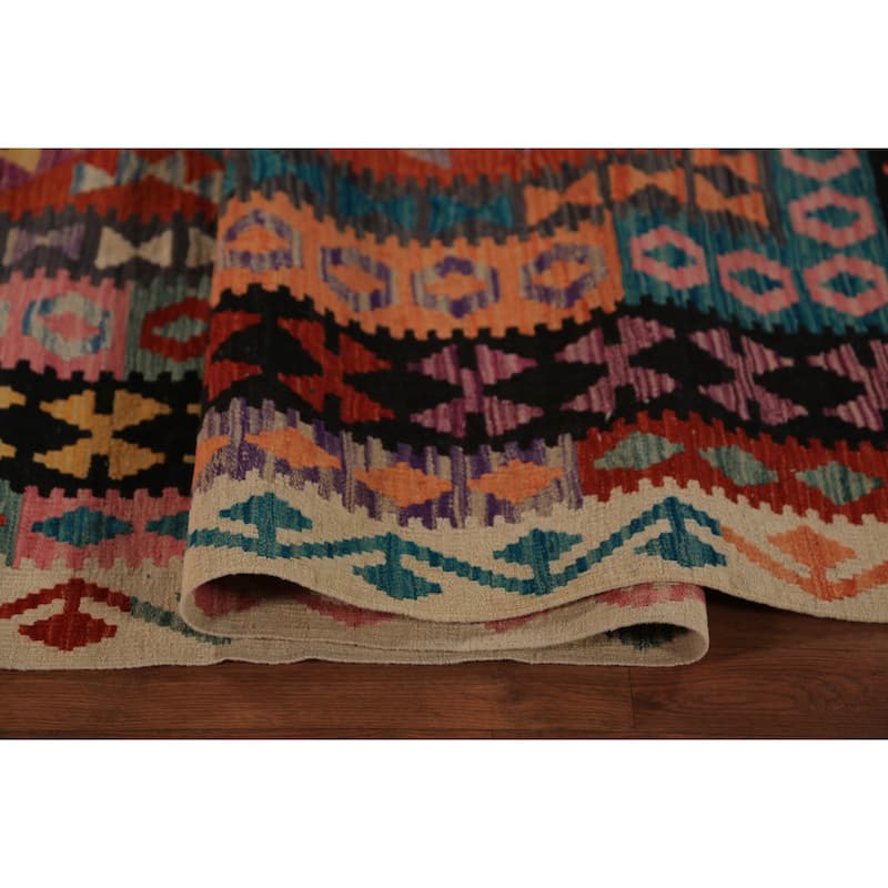 Kilim Oriental Area Rug Hand-Woven Reversible Wool Carpet - 10'1"x 12'7"