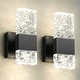 preview thumbnail 1 of 8, Dimmable Crystal Wall Sconces Set of Two Modern Bathroom Vanity Light Fixtures Black