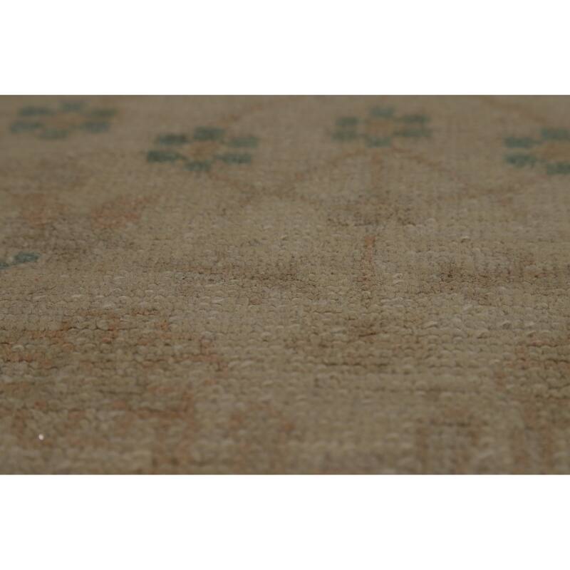 Vegetable Dye Oushak Turkish Rug Handmade Floral Wool Carpet - 9'0" x 12'4"