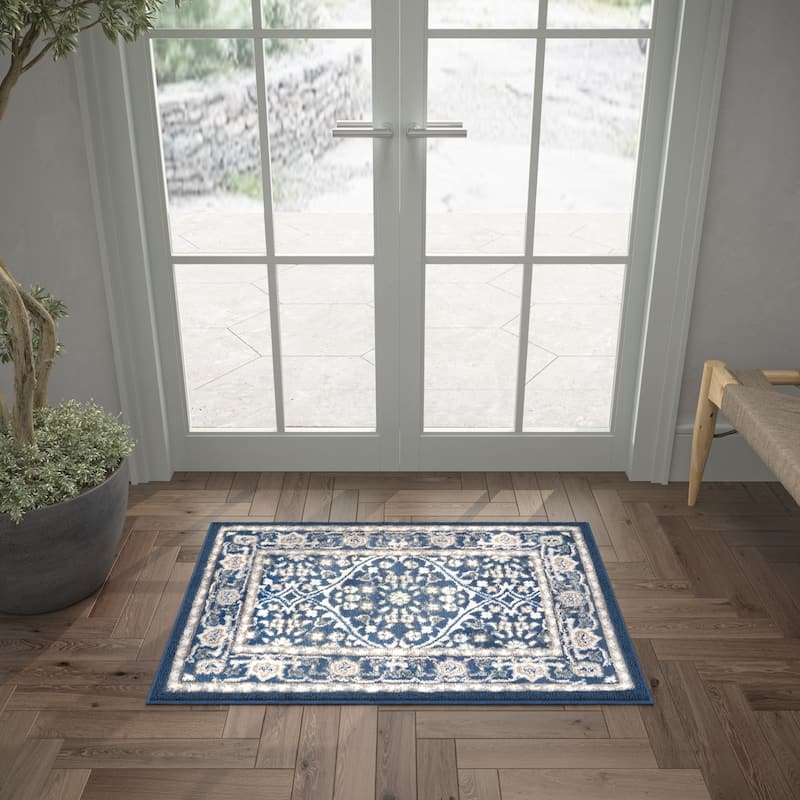 Carrington Traditional Oriental Indoor Area Rug - 2' x 3' - Navy