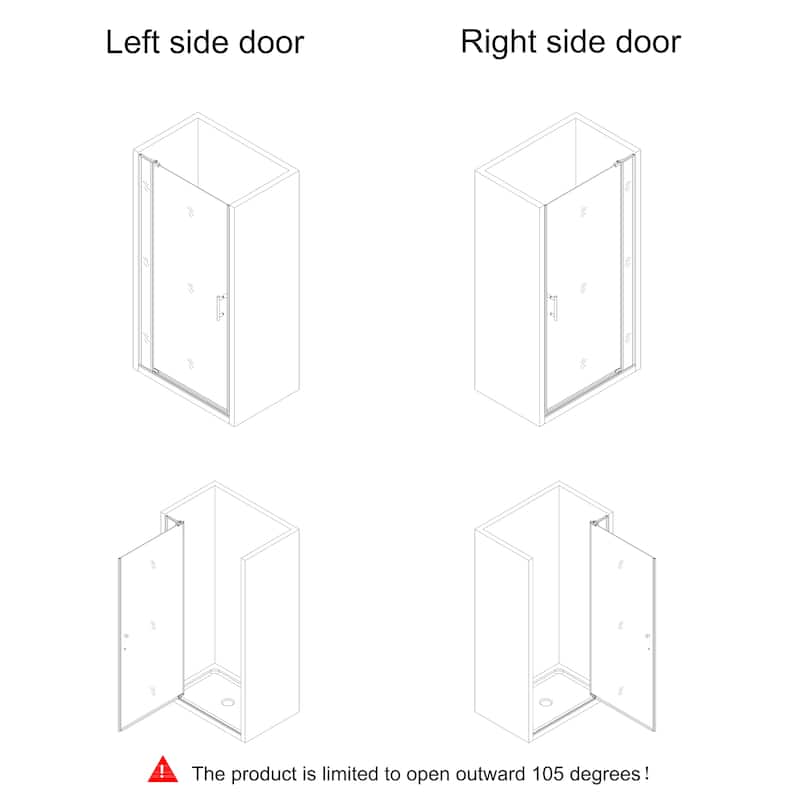 Semi-Frameless Left and Right Opening Universal Pivot Shower Door