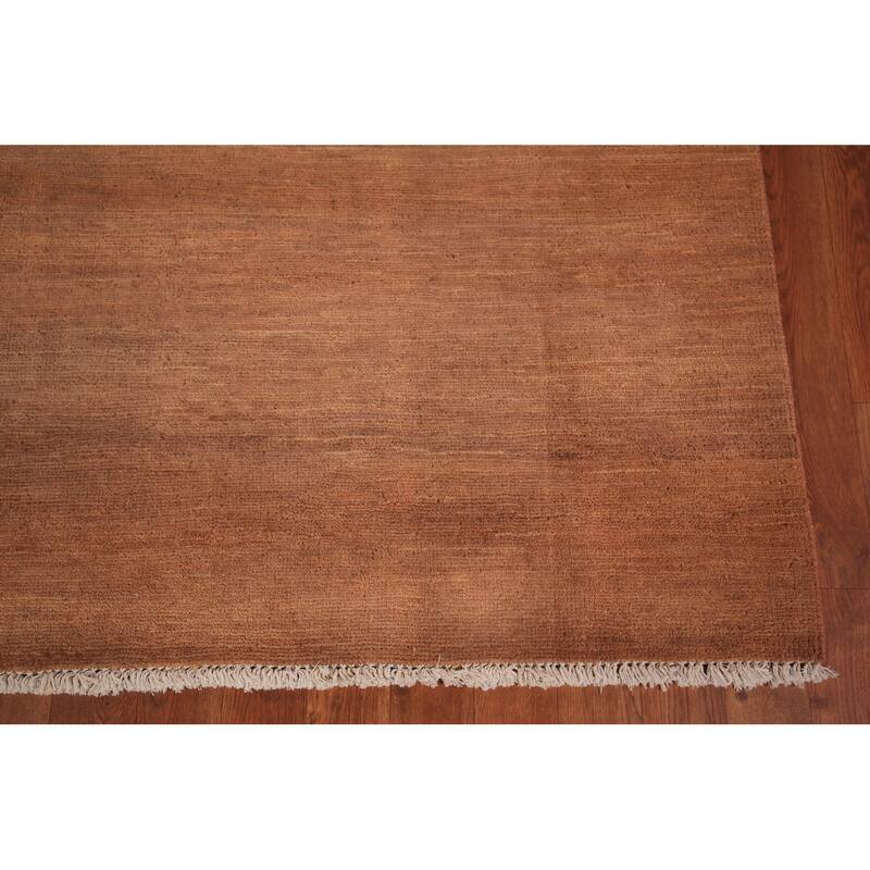 Gabbeh Modern Area Rug Handmade Brown Wool Carpet - 6'8" x 9'8"
