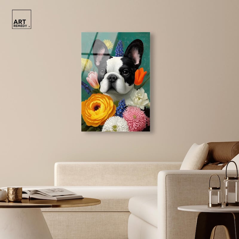 Secret Garden Frenchie Acrylic by Art Remedy, Ready to Hang