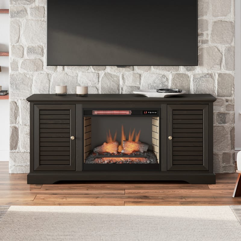 Bridgevine Home Topanga 68 inch Electric Fireplace TV Console for TVs up to 80 inches - Clove
