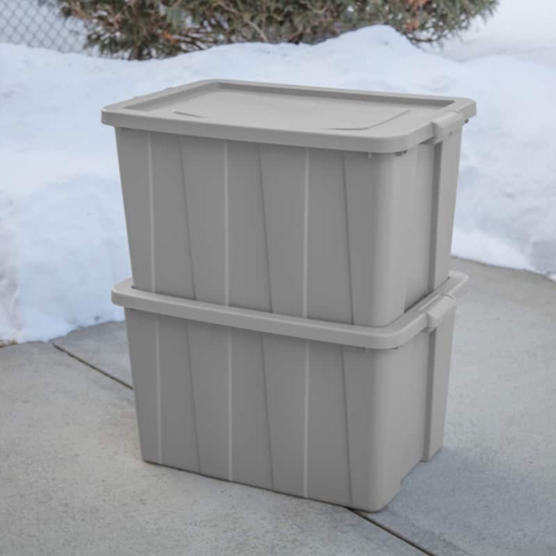 Sterilite Tuff1 30 Gallon Plastic Storage Tote Container Bin with Lid (12 Pack) - 7.75