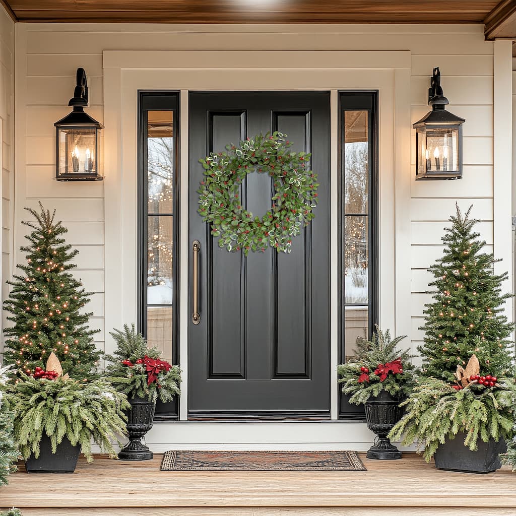 Glittered Holly and Berry Artificial Christmas Wreath - 24" - Unlit