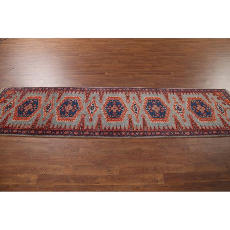 Gray Viss Indian Runner Rug Handmade Wool Carpet - 2'8"x 10'0"