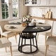 preview thumbnail 6 of 20, Round Dining Table for 4-6, 47.2" Farmhouse Kitchen Table with Storage, Circle Dinner Tables - N/A Natural+Black
