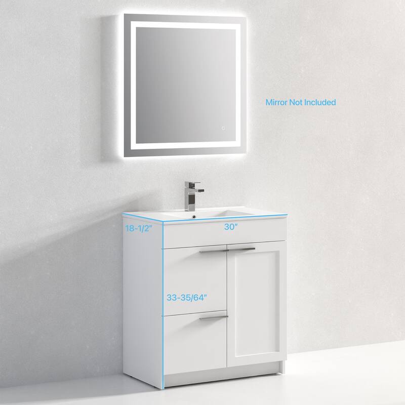 Blossom Hanover 30 Inch Bathroom Vanity with Topmount Ceramic Sink