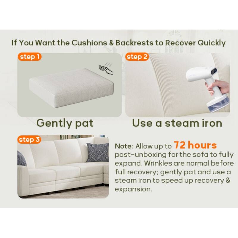 16 PC Modular Corduroy Sectional With Ottoman