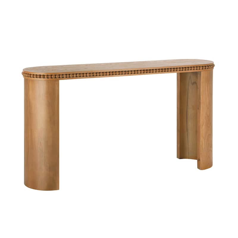 Entryway Console Table, 59.84" Modern Console Long Sofa Table, Farmhouse Hallway Table with Beaded Trim, Reversible Curved Legs