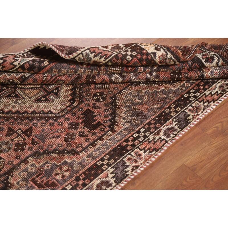 Vegetable Dye Qashqai Persian Rug Hand-knotted Antique Wool Carpet - 3'9"x 6'8"