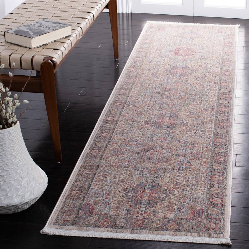 SAFAVIEH Kenitra Rozanne Vintage Oriental Polyester Rug - 2'2" x 8' Runner - Ivory/Pink