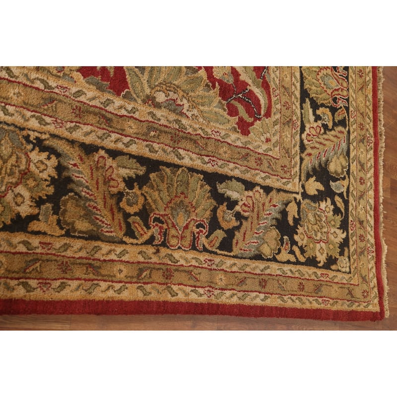 All-Over Floral Agra Oriental Area Rug Hand-Knotted Wool Carpet - 9'0" x 11'9"