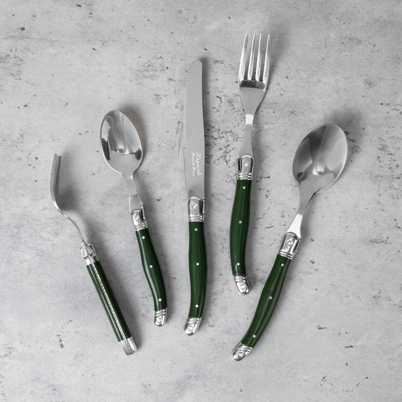 French Home Laguiole Connoisseur 20-Piece 18/10 Stainless-Steel Douglas Fir Flatware Set