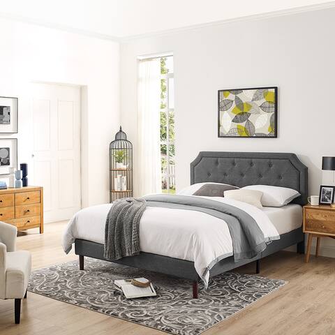 MUSEHOMEINC Tufted Upholstered Platform Bed Frame with Adjustable Height Headboard