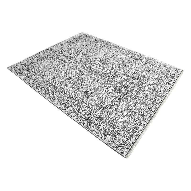Overton Handmade Modern Contemporary Floral Area Rug