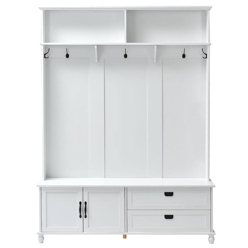 Merax Modern Style Hall Tree with Storage Cabinet and 2 Large Drawers