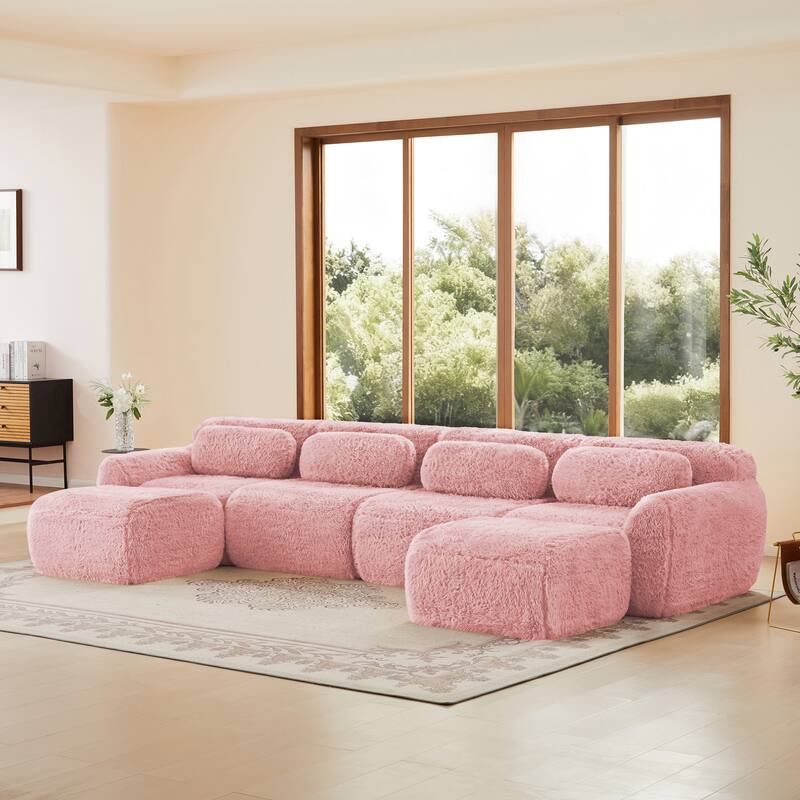 Anmytek Modern Comfortable U-Shaped Boneless Sofa - Free Combination, No Assembly Required, Full-Compression Vacuum Packed