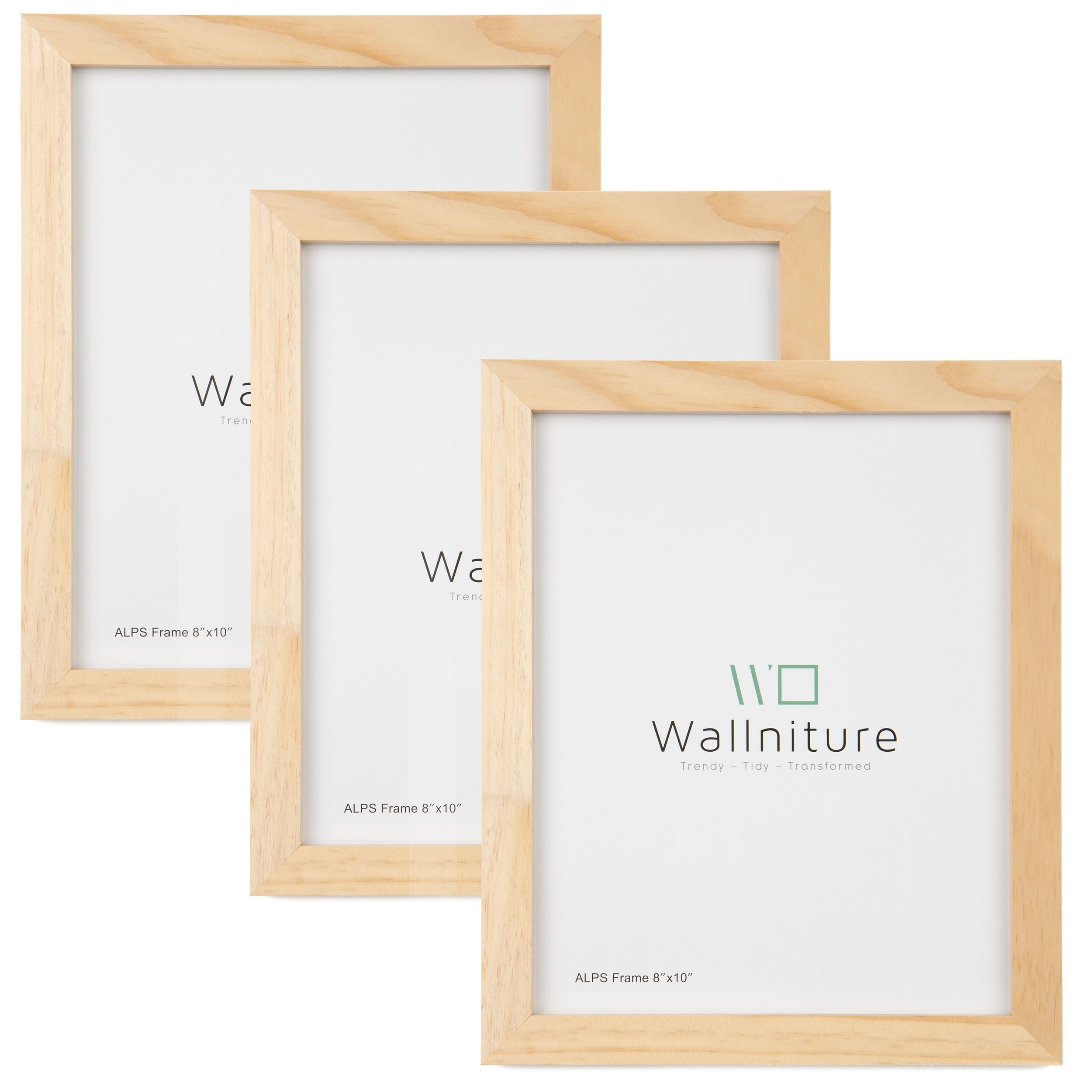 8X10 Picture Frame with Mat for 5X7, Solid Oak Wood Picture Frames Set of 3  Pack