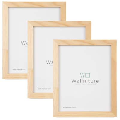 Wallniture Alps 8x10 Wood Picture Frame Set DIY, Natural, Set of 3