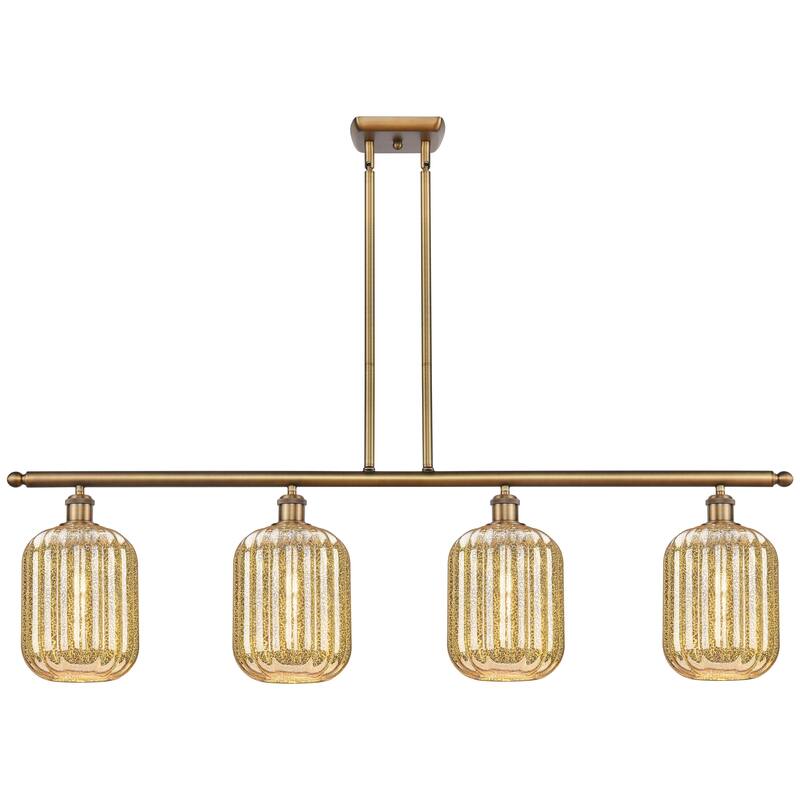 Innovations Lighting Endless Possibilities Ballston - Preston - 4 Light 48" Jar Shade Stem Hung Island Light - Mercury/Brushed Brass