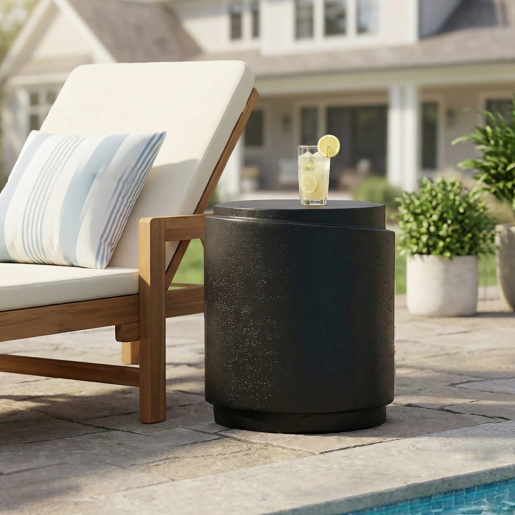 Christopher Knight Home - Terra Modern Lightweight Concrete Outdoor Side Table with Sloped Top in Black