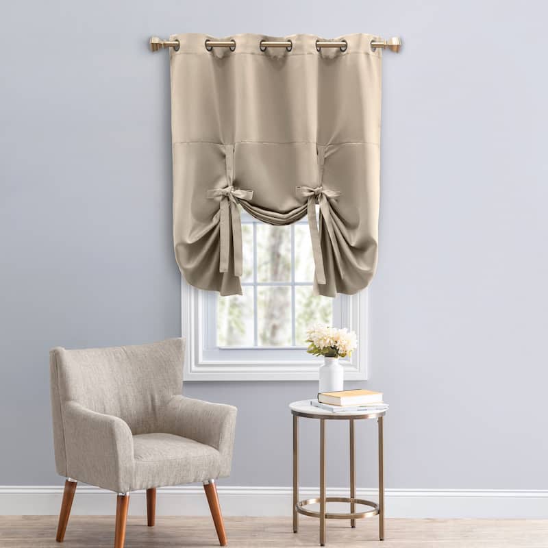 Ultimate Blackout Gorgeous Grommet Tie Up Curtain Panel - Putty