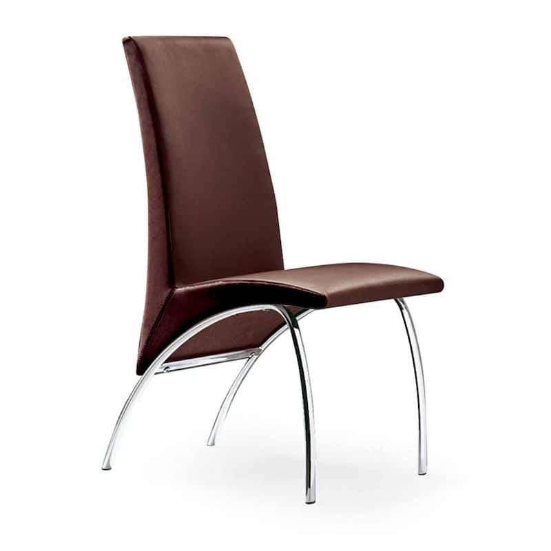 Hamil Leatherette Dining Chair with Chrome Legs Set of 2 - Brown