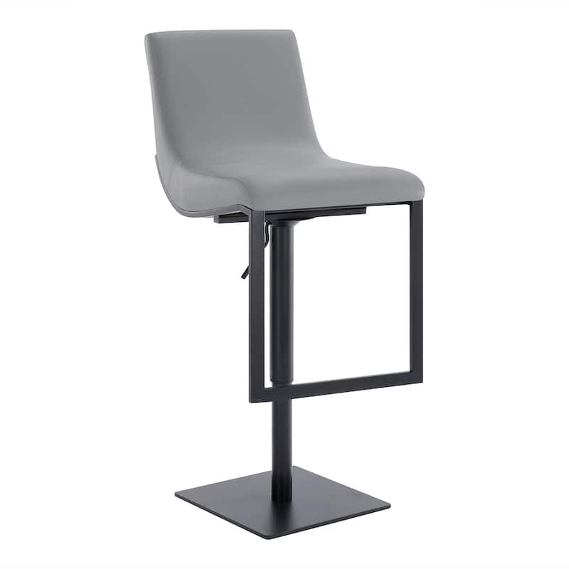 Victory Grey Faux Leather and Brushed Stainless Steel Swivel Adjustable Height Bar Stool