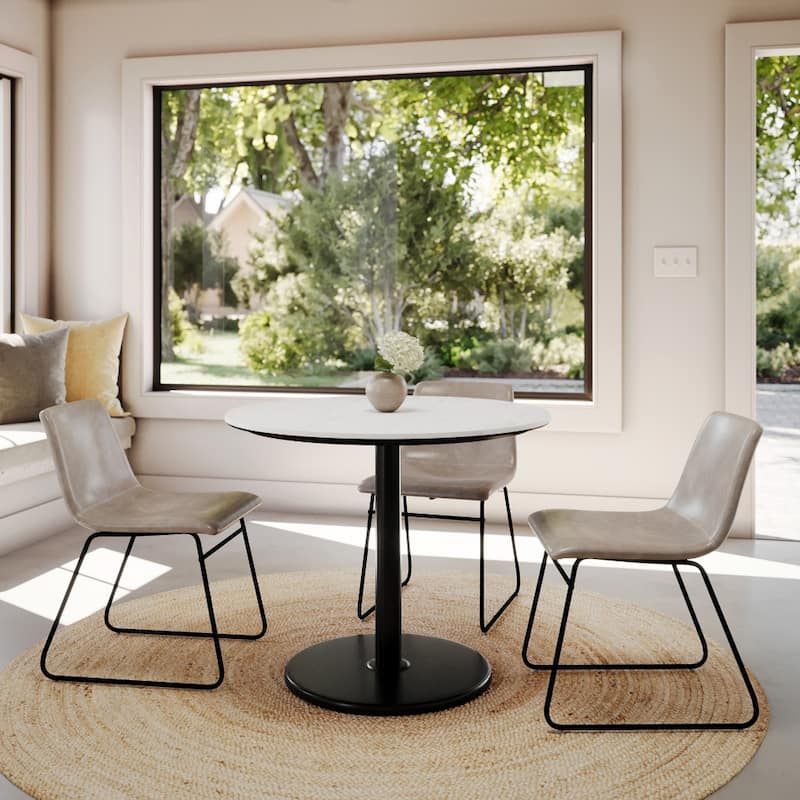 Commercial HPL Tabletop with Table Height Round Base - 36"W x 36"D x 29.5"H